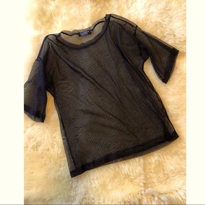 sheer, black, crew neck tee // small